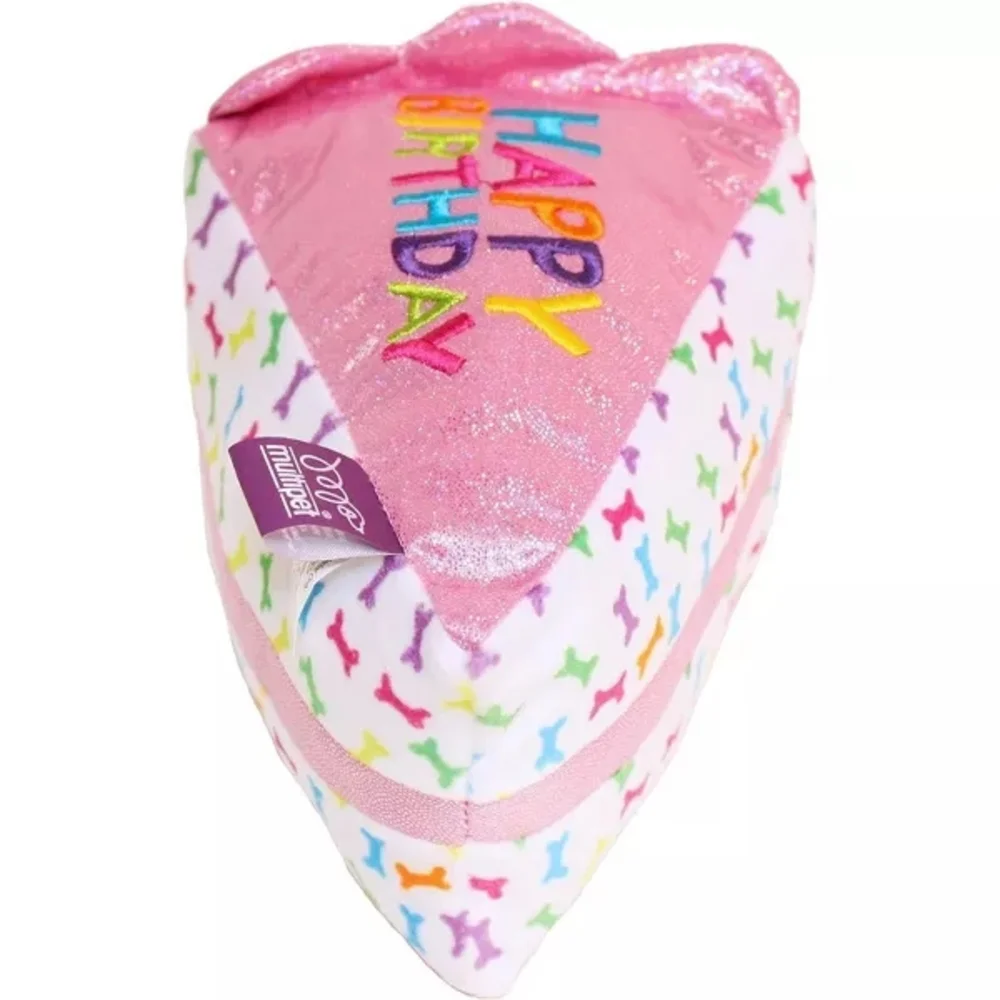 Multipet NWT Pink Birthday Cake Slice Squeaky Crinkle Dog Toy (6